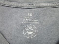 SKU Shirt Mens Large Gray V-Neck Short Sleeve Soft 100% Organic Cotton Made USA