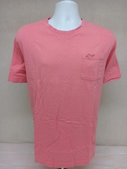 GREG NORMAN MENS LARGE SALMON RED SHORT SLEEVE ALL COTTON TEE WITH SHARK LOGO