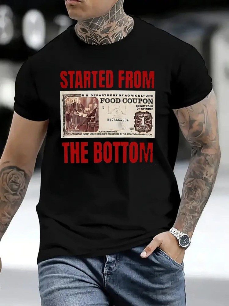Men’s Started From The Bottom Funny Graphic T-Shirt Streetwear Tee