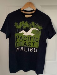 Hollister California HCO Pacific Coast Malibu Graphic T-Shirt Tee Navy Medium