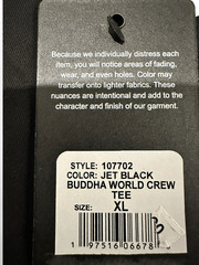 True Religion Shirt Mens XL Jet Black Buddha World Crew Tee Graphic Logo Cotton