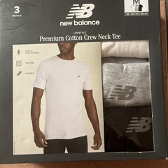 New Balance Men’s Sz M 3 Pack White Gray Black Tag Free Cotton Crew Neck Tee NIB