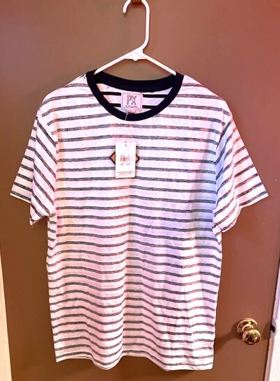 PX Clothing Navy striped t-shirt, Mens size L, NWT