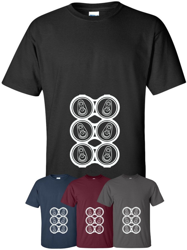 Six Pack Abs T-Shirt size S-4XL beer party drinking 6-pack gym funny muscle gift