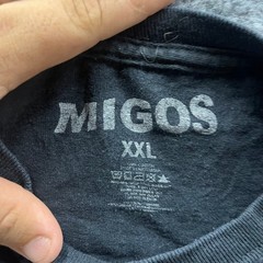 Migos Long Sleeve Shirt Mens Size XXL Black Checkered Graphic Distressed Rap Tee