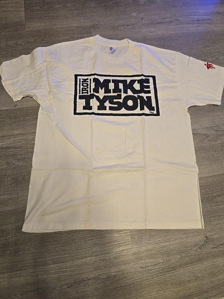 Vintage IRON Mike Tyson RETIRED SINGLE STITCH Shirt DEAD STOCK Other Side XL