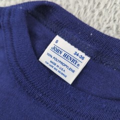 Vintage John Henry T Shirt Mens Small 34-36 Blue Polypropylene Blank Made USA