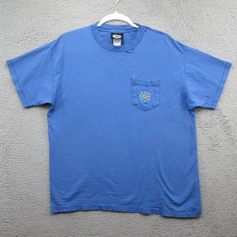 Vintage Make The Run Shirt Mens XL Distressed Skiing Compass Single Stitch Blue