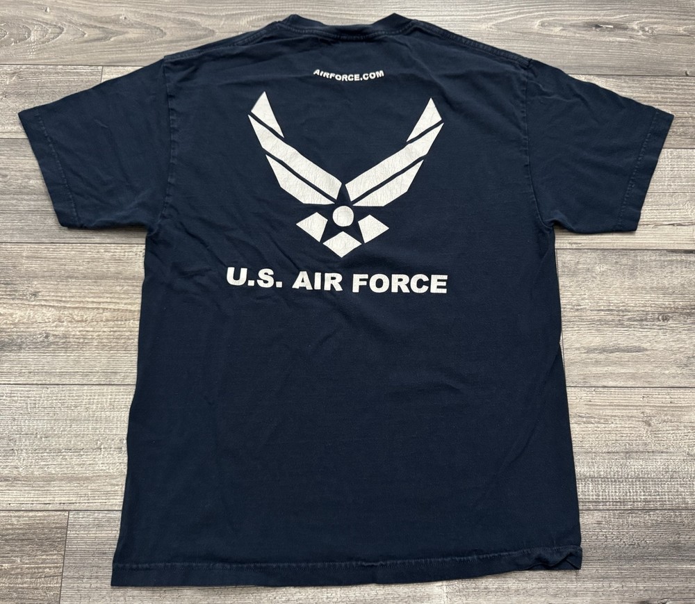 Vintage U.S. Air Force Shirt Mens Large Blue USA Murina Short Sleeve Military