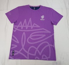 RUGBY WORLD CUP FRANCE 2023 MENS SIZE L PURPLE COTTON T-SHIRT EMBROIDERED LOGO