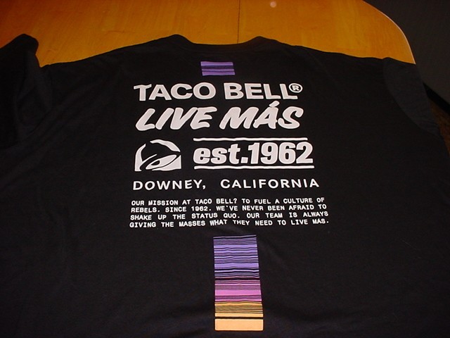 unused Taco Bell Live Mas Employee CREW Shirt Mens 4XL Downey California 1962