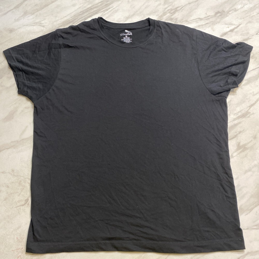 Sada T Shirt Mens Medium Black Short Sleeve Cotton Basic Soft Solid Adult Top