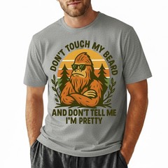 Don’t Touch My Beard Bigfoot T-Shirt Funny Sasquatch Sunglasses Retro Tee S-5XL