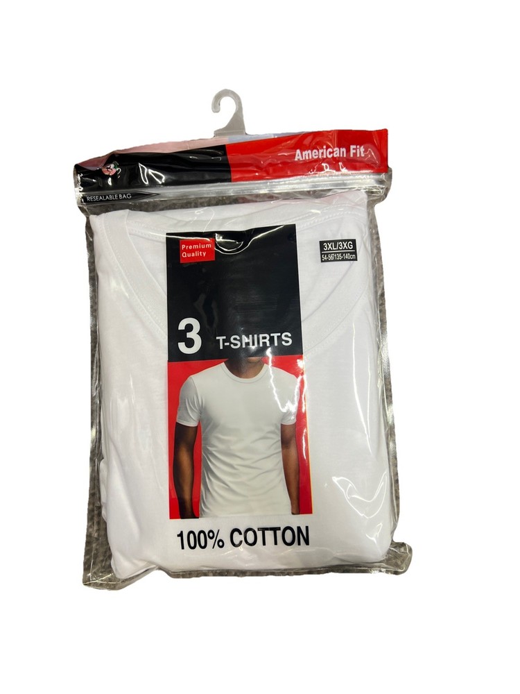 AMERICAN FIT 100% COTTON Crew Neck MEN’S 3 PAIRS OF T-SHIRT 3XL