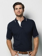 Mens Polo T Shirt Short Sleeve Contrast Striped Cotton Pique Casual Collared Top