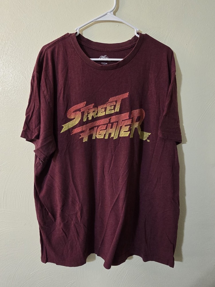 Street Fighter Capcom Graphic T-Shirt Mens Maroon Embroidered Logo 2xl