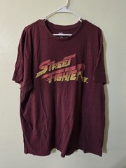 Street Fighter Capcom Graphic T-Shirt Mens Maroon Embroidered Logo 2xl