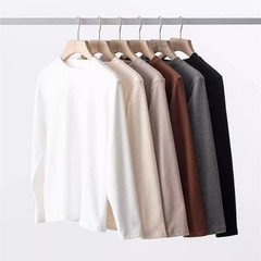 Men’s Textured Feel Long Sleeve Half Turtleneck Pullover Top Solid Color Design