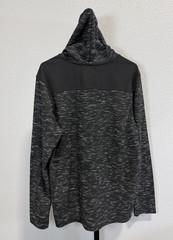 Rock & Republic Men Pullover Hooded Henley Long Sleeve Shirt Black/Grey Marled L