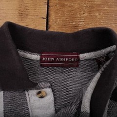 Vintage All Over Print T Shirt Medium John Ashford Long Sleeve Checked Black