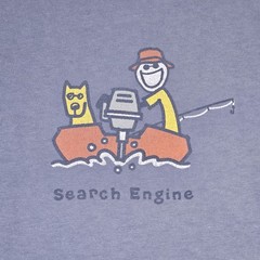 Life is Good T-Shirt Mens L Fishing Search Engine Jake Rocket Boat 100% Cotton