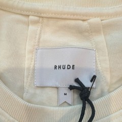 RHUDE Rossa Tee Men’s M White/Blue Cotton Graphic Logo Crew Neck T-Shirt