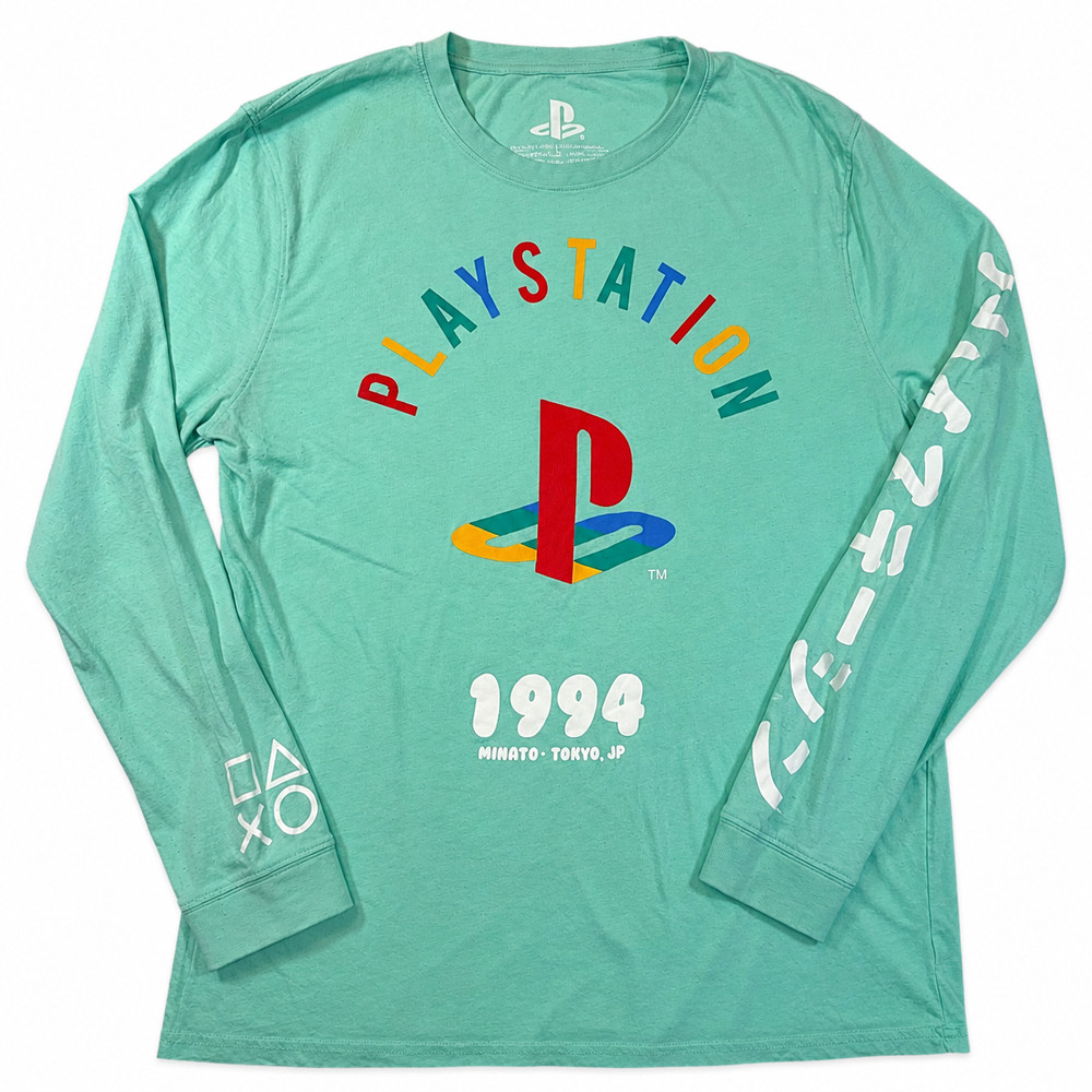 PlayStation 1994 Long Sleeve Shirt Men’s Large Green Sony Graphic Tee