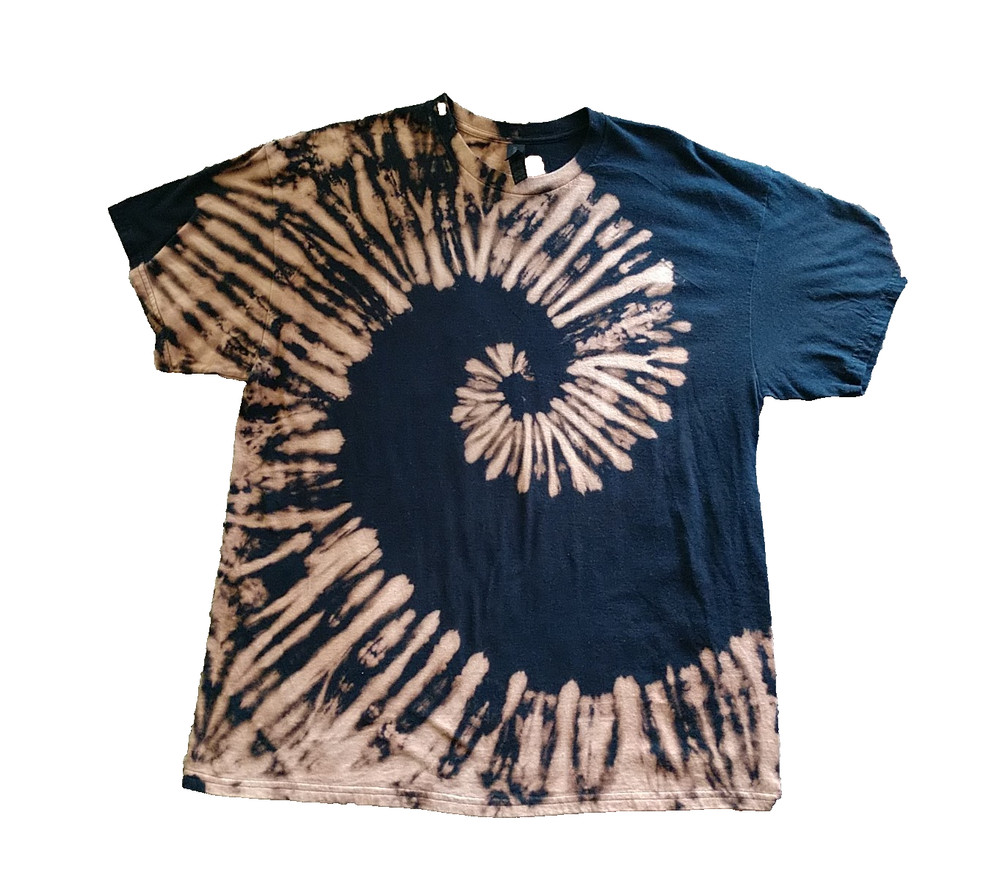 Handmade Spiral Bleached Tie Dye Shirt Unisex Men Women Sz XL Hippie Cotton T188