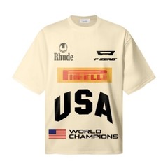 51STYLE RHUDE High Quality Men 100% Cotton Charm Short Sleeve Polo T-Shirt M-2XL