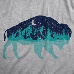 Mens Nature Bison T Shirt Funny Cool Outdoor Lovers Buffalo Tee for Guys