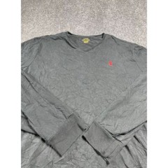 Men’s Black Full Sleeve V-Neck Ribbed Cuff Pull Over Casual T-Shirt Size XL