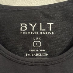 BYLT Shirt Mens L Black Drop Cut Lux Premium Basics Crew Neck Stretch Tagless