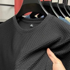 Men’s Bamboo Ice Silk Mesh T-shirt Summer Short Sleeve Slim Fit Casual Top