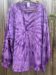 Colortone Men’s Purple Spiral Tie Dye Long Sleeve Cotton Tee Shirt Size 3XL