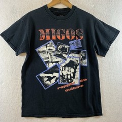 Migos Reppin the Culture Mens Band T Shirt Sz M Black Distressed Hip Hop Rap Y2K