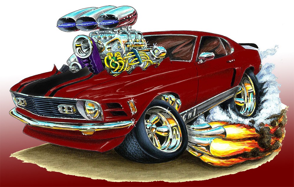 1970 Ford Mustang Mach 1 Muscle Car Art Print NEW