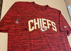 Nike NFL On Field Apparel Kansas City Chiefs Red Black heathered SS T shirt sz M