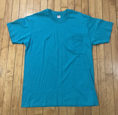 Vintage 90s Hanes Teal Green men’s XL Single Stitch Blank Pocket T-Shirt used
