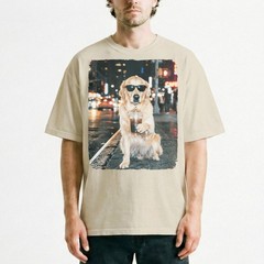Golden Retriever Shades Cold Brew Neon Street Unisex T-Shirt Funny Dog Lover Tee