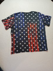 BROOKLYN CROSSING T-Shirt Mens XL Gray Distressed American Flag Short Sleeve