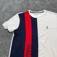 Nautica T Shirt Mens Large Multicolor Colorblock Cotton Spellout Logo Streetwear