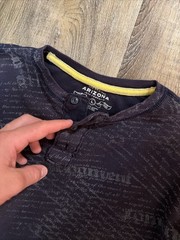 Affliction Style Arizona Jean Co Y2K Henley Long Sleeve Blue Designs Adult Large