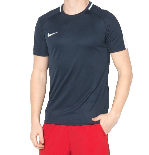 Nike Men’s Navy Blue Dri-FIT Short Sleeve T-Shirt White Swoosh Logo Size L