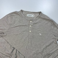 Abercrombie and Fitch Henley Shirt Mens Medium Beige Lightweight Preppy