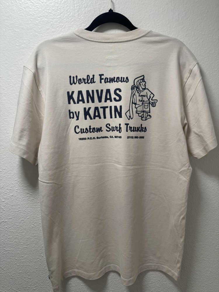 Katin Large Men T-shirt Logo 100% Organic Cotton Vintage White