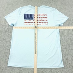 Vapor Apparel Shirt Mens Large Blue USA Flag Patriotic Fish Graphic UPF 50+