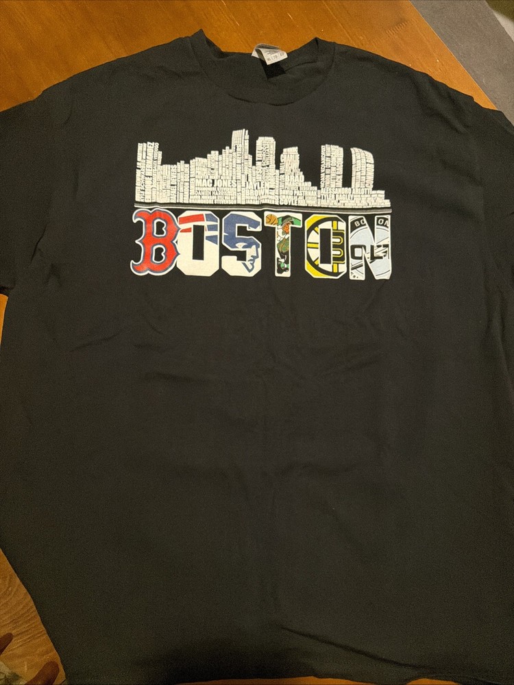 Boston City All Sports Tee Bruins Red Sox Celtics NHL NFL Hockey Shirt XL Mens I