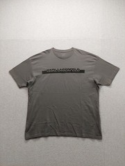 Karl Lagerfeld Men Shirt XXL Gray Crew Neck Short Sleeve Flat Front Outdoor Tee