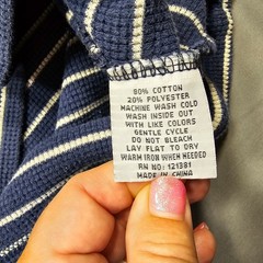 Ditch Plains Blue Shirt Striped Thermal Waffle Knit Long Sleeves Top Mens Size M