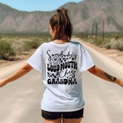Grandma Shirt, Loud Mouth Cheer Grandma, Gift for Grandmother, Oversized T-Shirt
